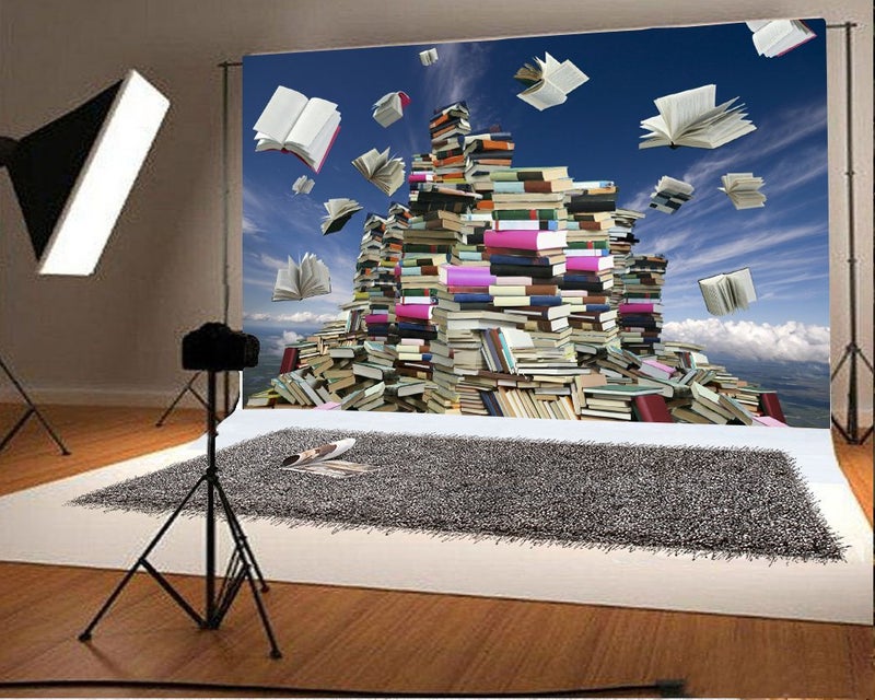 AOFOTO 6x4ft Mass of Books Backdrop Back to School Fantasy Book Flying in Blue Sky Photography Background Education School Study Success Photo Studio Props Student Teacher Boy Girl Kid Portrait Vinyl - Image 2